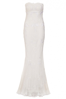 Quiz Amie White Sequin Strapless Bridal Dress