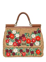 Thumbnail for your product : Dolce & Gabbana Miss Sicily Crochet Raffia Top Handle