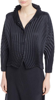 Issey Miyake Circle Pleated Button-Front Jacket