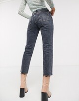 Thumbnail for your product : Topshop straight jeans with ripeed hems in dark grey