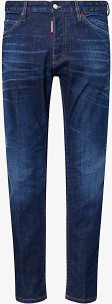 DSQUARED2 Mens Navy Blue Teddy Slim-Fit Denim Jeans 36