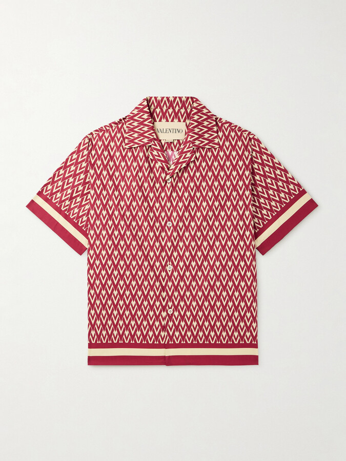 Valentino Garavani Camp-Collar Printed Cotton-Twill Shirt