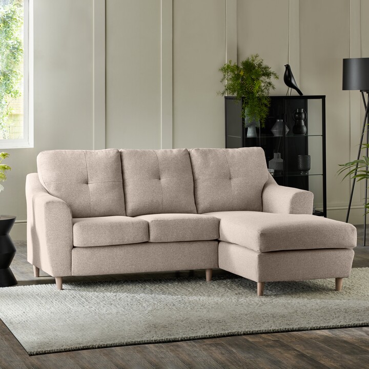 Dunelm Baxter Textured Weave Corner Chaise Sofa Textured Weave Oatmeal