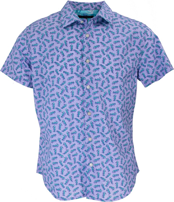 Lords of Harlech - Scott Swimming Seahorses Shirt In Lavender - ShopStyle