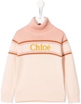 Thumbnail for your product : Chloé Kids Knitted Logo Turtleneck Jumper