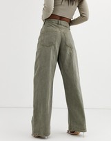 Thumbnail for your product : ASOS DESIGN High rise 'relaxed' dad jeans in khaki