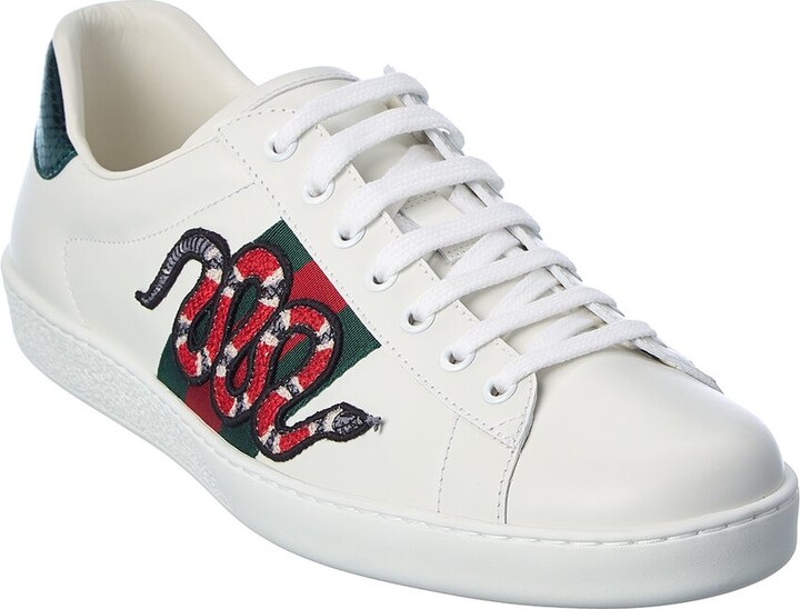 Gucci Ace Embroidered Snake Leather Sneaker