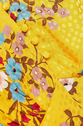 Paul & Joe Jaune gathered floral-print satin-jacquard maxi dress - Yellow - FR 36