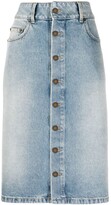 Thumbnail for your product : Saint Laurent Faded Straight Denim Midi Skirt