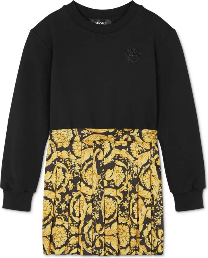 Versace Children Barocco-print panelled dress