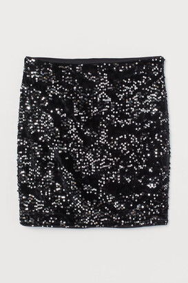 H&M Sequined velour skirt