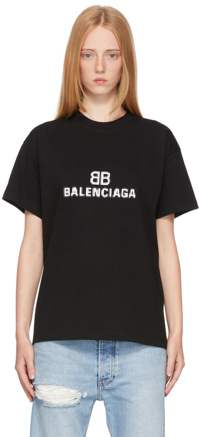 Womens Maison Balenciaga Tshirt Medium Fit in Black  Balenciaga US