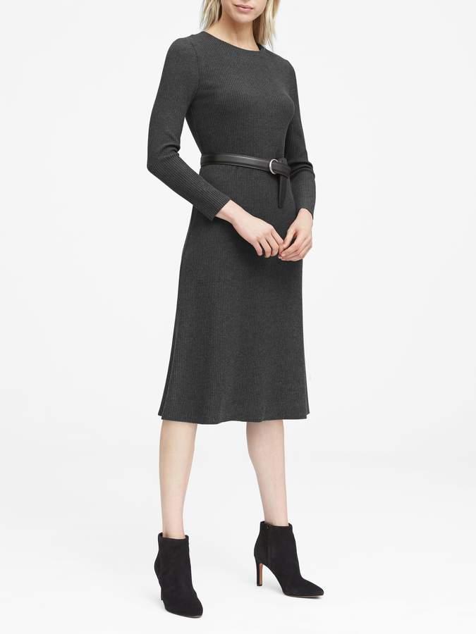 ribbed midi sweater dress