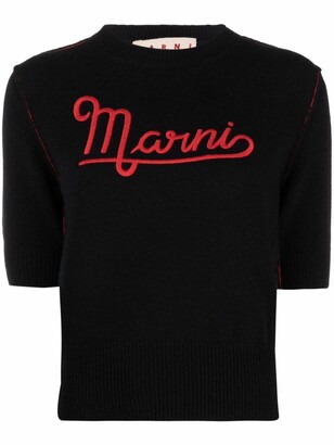 Marni Logo-Embroidered Knitted Top