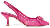 Thumbnail for your product : Dolce & Gabbana Satin-trimmed Crystal-embellished Corded Lace Slingback Pumps