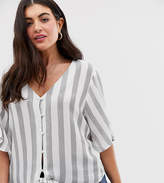 Thumbnail for your product : Brave Soul Plus dani stripe top with button front