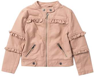 Urban Republic Faux Leather Ruffled Jacket (Toddler Girls)