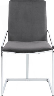 Zlatan Gray Velvet & Chrome Finish Side Chair (Set Of 2)