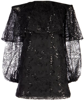 Rotate by Birger Christensen Off-Shoulder Lace Sequin Dress