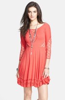 Thumbnail for your product : Free People 'To the Point' Lace Inset Crinkled Fit & Flare Dress