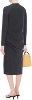 Thumbnail for your product : Brunello Cucinelli Draped Silk-crepe And Wool-blend Jersey Midi Dress