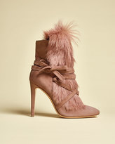 Thumbnail for your product : Gianvito Rossi Moritz Shearling-Trim Suede 105mm Bootie, Praline