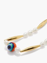 Thumbnail for your product : Tohum Evil Eye Glass, Pearl & 24kt Gold-plated Necklace - Orange
