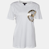 White Cotton Knit Stamp T-shirt XL 