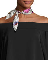 Thumbnail for your product : Anna Coroneo Mini Square Silk Twill Cocktail Scarf, Pink/White/Multicolor