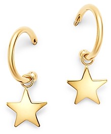 14k Gold Star Moon Earrings Real Solid Gold Ear Climbers 9k 18k Yellow White Rose Celestial Minimal Gift 0.0004 