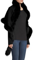 Thumbnail for your product : Sofia Cashmere Sequin Fox Fur-Trim Cashmere & Silk Shawl