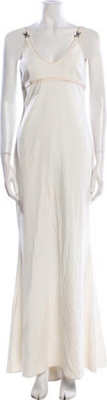 Strenesse Linen Slip Dress Neutrals Sleeveless with Scoop Neck Concealed Zip Closure at Back