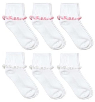 Jefferies Socks Big Eyelet Turn Cuff/Fancy Lace Girls Socks 3 Pack 