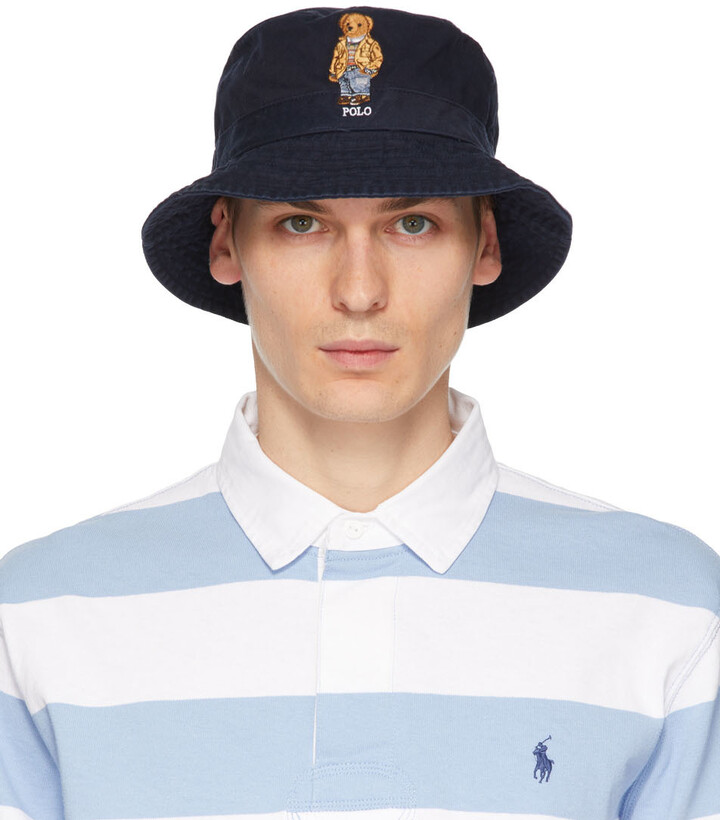 Polo Ralph Lauren Navy Chino Bear Bucket Hat - ShopStyle