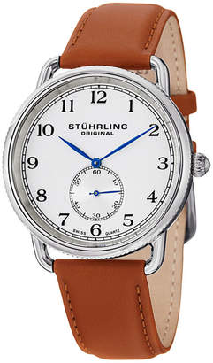 Stuhrling Original Mens Brown Leather Strap Watch-Sp12921