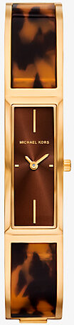 Yazmeen Gold-Tone and Tortoiseshell Acetate Bangle Watch
