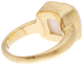 Rivka Friedman 18K Gold Clad Faceted Rose Quartz Square Petite Stack Satin Ring