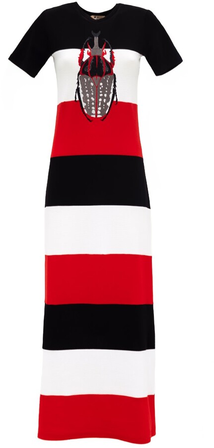 red and white striped dress