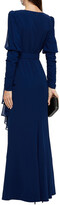 Thumbnail for your product : Badgley Mischka Belted Ruffled Stretch-crepe And Georgette Gown