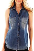 Thumbnail for your product : JCPenney a.n.a® Sleeveless Denim Shirt