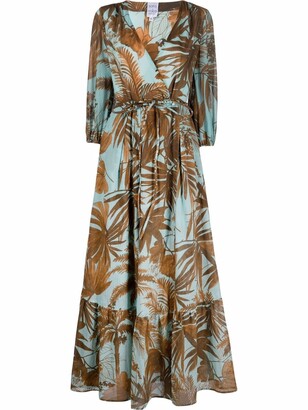 Sara Roka Leaf-Print Wrap Dress
