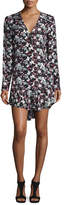 Thumbnail for your product : Veronica Beard Franklin Floral Silk Flounce Dress, Black/Navy/Red/White