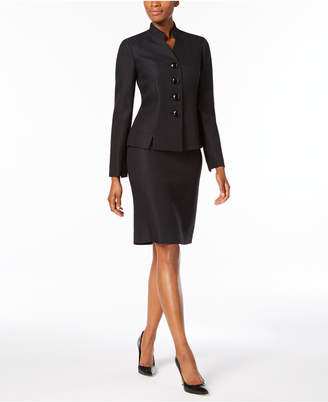 Le Suit Four-Button Tweed Skirt Suit, Regular & Petite
