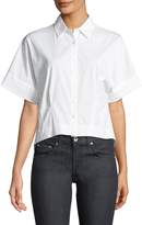 Thumbnail for your product : Theory Cropped Button-Front Boxy Stretch-Cotton Shirt