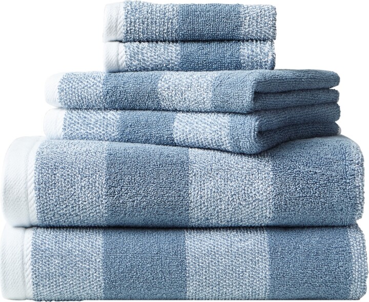 Nautica Oak Lake Cotton Terry 6 Piece Towel Set - Moonmist Deck White