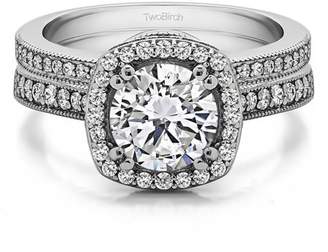 Twobirch Bridal Set(engagment ring & matching band)in 10k Gold With Cubic Zirconia(1.99tw)