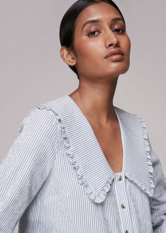 Whistles Oversized Collar Stripe Top ShopStyle