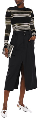 Proenza Schouler Belted Wool-blend Twill Midi Skirt