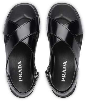 Prada flat brushed leather sandals