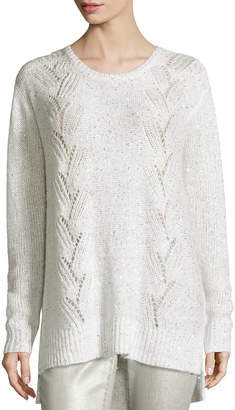 NYDJ Sparkle Embellished Oversized Crewneck Sweater